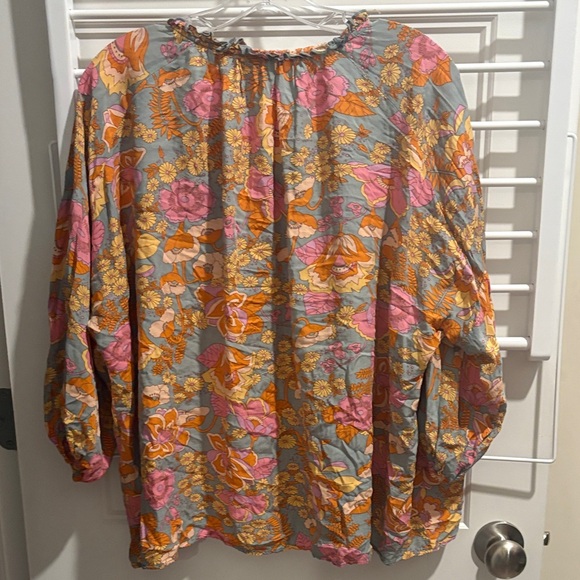 Entro Floral Blouse - Pink and Orange - Picture 4 of 4